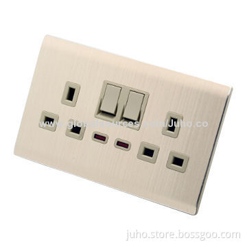 2-gang Electric Switch and Socket with 13A Current, Measures 86*146mm